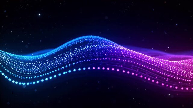Abstract wave of glowing dots