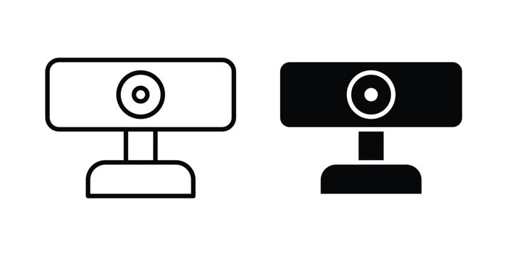 Webcam icon editable stroke. Linear and flat icons