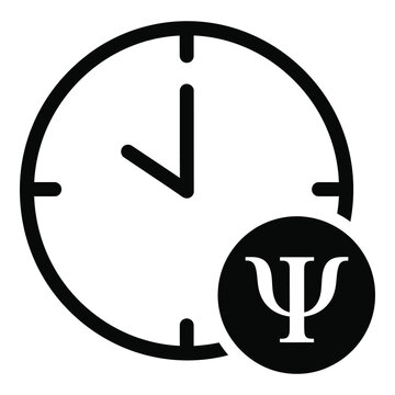 Psychology clock symbol with psi icon on white background icon