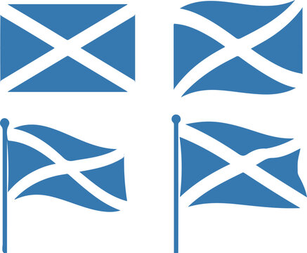 Set of scotland national flag vector in different shapes and styles