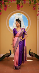 Fototapeta premium young indian woman wearing traditional dress and jwelery