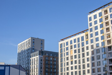 Obraz premium Modern residential complex in Astana city. Urban architecture, housing development and city lifestyle concept.