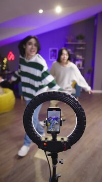 Vertical Fan Cam Style Kpop Dance Challenge Gen Z Creators In Home Environment UGC Vibe