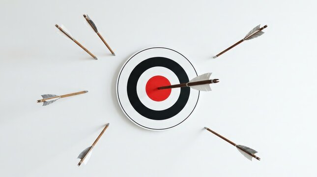 One arrow hitting the bullseye while others miss the target