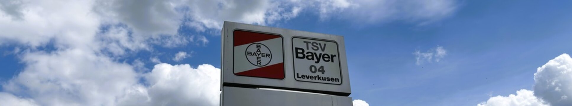 Leverkusen, Germany - April 18, 2026: Sign of Bayer Leverkusen at the Practice Site	