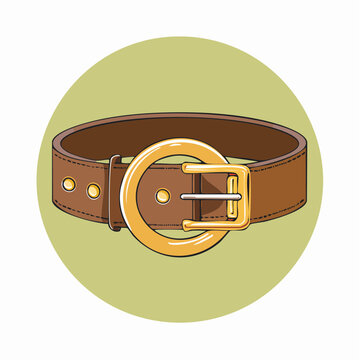 Brown Leather Belt with Gold Buckle