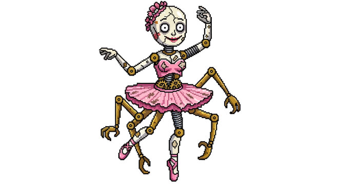 Creepy Mechanical Ballerina Doll with Spider Legs.