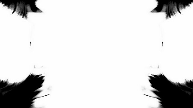 High contrast symmetrical ink expansion. Technical luma matte asset for organic video transitions and visual effects compositing.