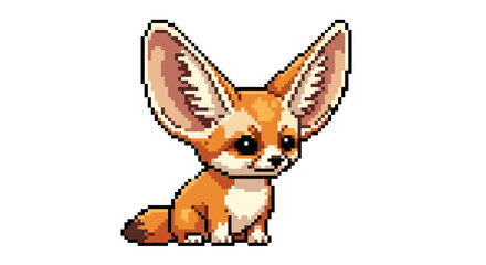 Fototapeta premium Cute Pixel Art Fennec Fox Sitting Adorable.
