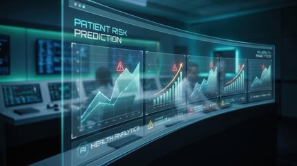 Fototapeta premium Machine Learning Health: Predicting patient risks using digital healthcare system interface 