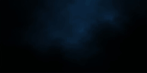 Abstract motion of dark blue smoke and clouds swirling against a black night sky texture with faint light and fog © MAHIN