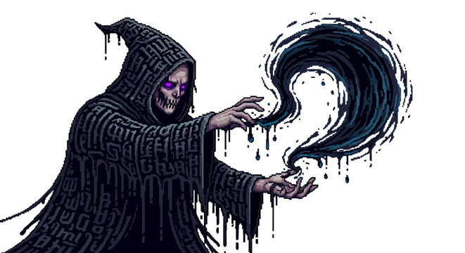 Dark Mage Conjuring Shadow Magic with Eerie Glow.