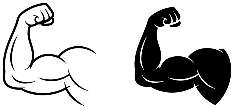 muscle bicep strength gym icon set