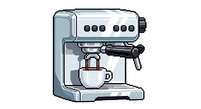 Modern Espresso Machine Brewing Coffee in a Cup.