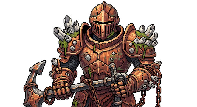 Fantasy Knight Warrior with Anchor Weapon and Ornate Armor.