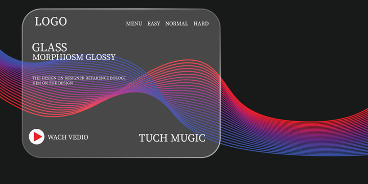 A futuristic touch screen interface displays a colorful wave on a dark background with magic glass morphing globby effects.