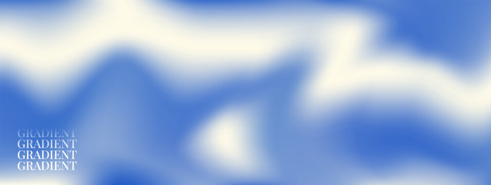 Blue wavy gradient blur background with liquid lines for wall art print. Calm gradation of indigo and sky with soft blue flow in organic mesh. Deep vector with gradation in dreamy undulate texture.