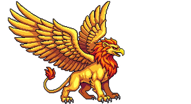 Majestic Golden Griffin Mythical Creature Illustration.