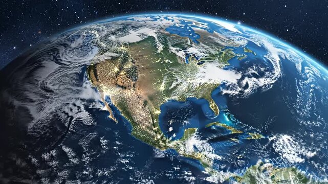Earth from space with North America visible emphasizing natural beauty and pristine environments