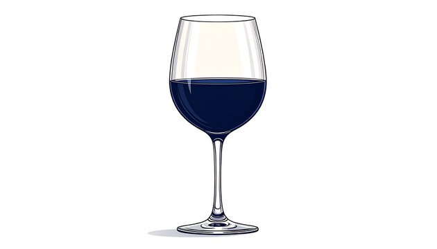 A Single Glass of Deep Red Wine on a White Background.