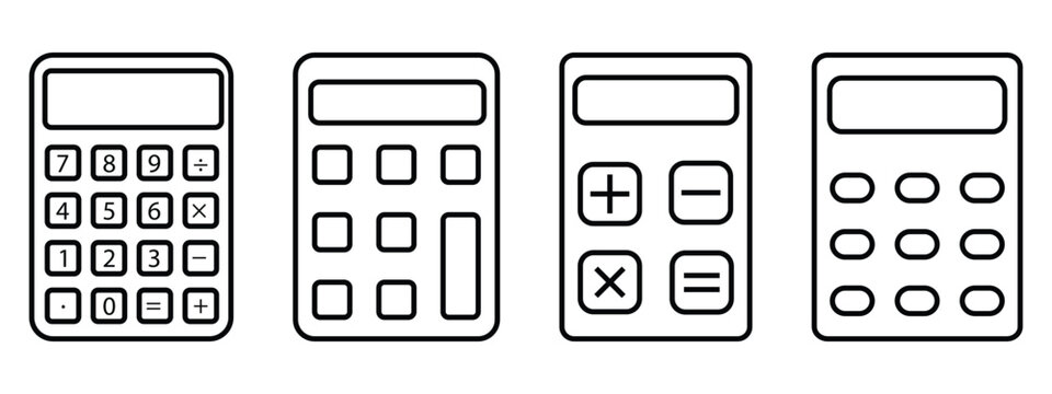 Calculator line icon symbol set