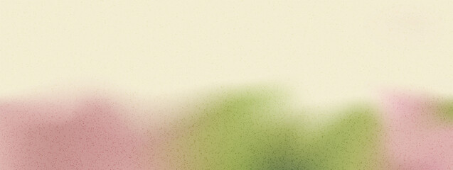 Gradient grain border background with soft blurred flower for banner. Spring botanical in vector gradient frame with pink and green pastel. Grainy ethereal blur with watercolor and gentle floral haze. © Syuzann q