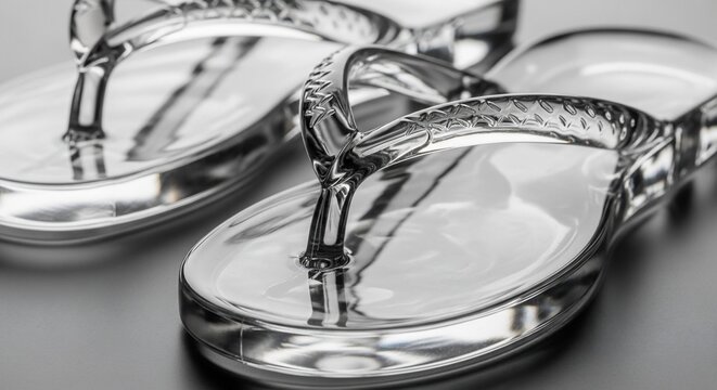 Metallic flip flops product shot