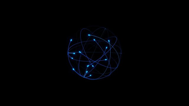 Sphere circle ball made of small luminous Spinning energy sphere digital atom hi-tech ball futuristic magic circle glowing bright force field abstract background
