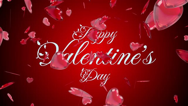 Animated Valentine's Day text greeting. Romantic typographic video greeting with floating red and pink hearts. Messages celebrating the holiday of love.