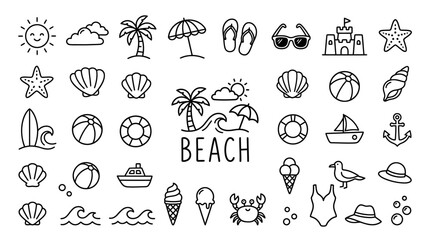 Beach icons and symbols collection. © muhammadsyaiful
