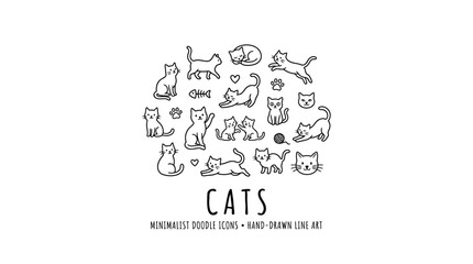 Cats in various playful poses illustration. © muhammadsyaiful