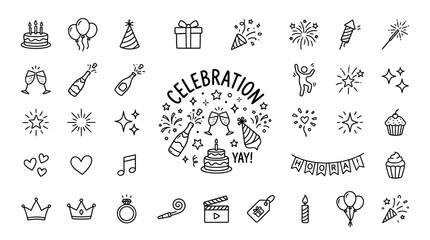 Fototapeta premium Collection of celebration icons and symbols.