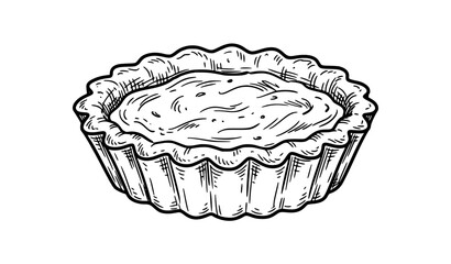Hand drawn mini pie tart outline vector dessert sketch for bakery label design © MSTSUFIA