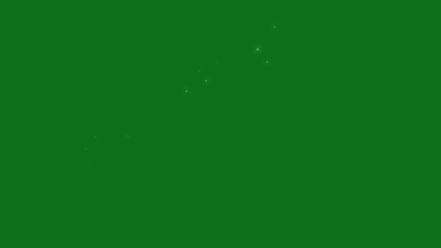 Shimmering fairy dust sparkle line with glowing white stars, animated glitter particle trail, twinkling light bursts and dreamy starlight motion, perfect magical transition overlay on green screen 4K
