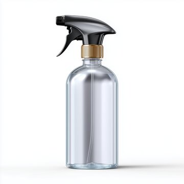 Minimal cleaning spray bottle mockup product design studio environment front view modern concept