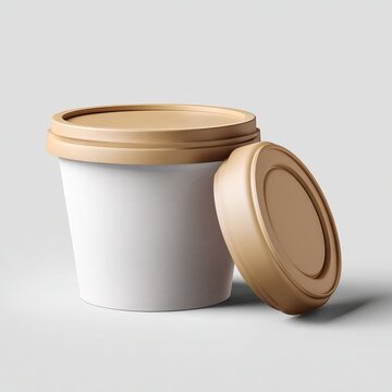 Minimalist ice cream tub mockup studio setting packaging design modern aesthetic top-view perspective