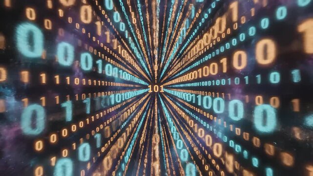 Binary code digital tunnel ideal for tech startups and software promos