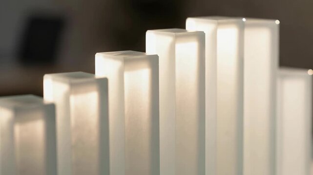 Dynamic Pan Across Glowing Translucent Bars in Abstract Digital Environment