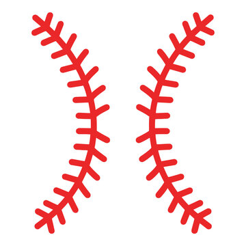 Red baseball seams icon symbol graphic design element isolated on white background icon