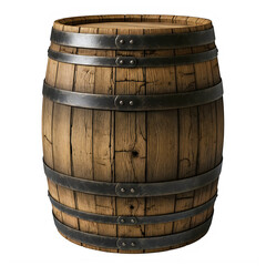 Obraz premium Aged wooden barrel with metal hoops and rustic texture