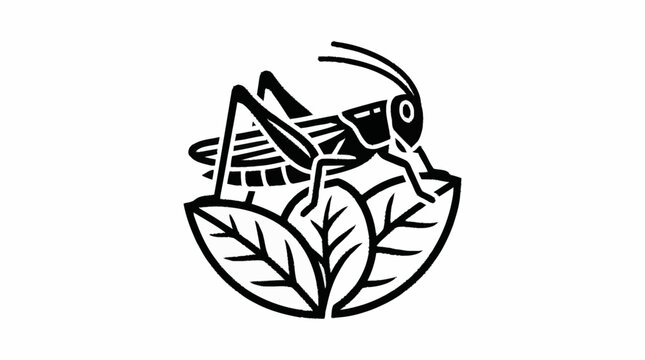 Vector illustration of grasshoppers on the leaves with a white background. Insect vector illustration	
