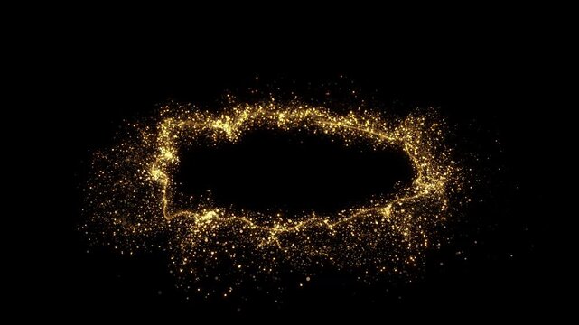 Golden glitter sparkling light snow Shining Christmas gold particles sparkles ring background. Luxury magic festive effect bokeh glow. Dust trail 3d glowing dust trail. Logo revealer. Intro animation.
