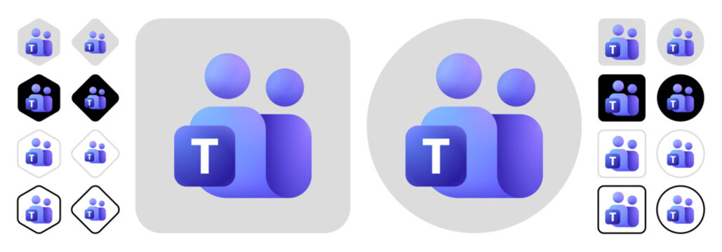 Microsoft Teams updated logo design and Microsoft Teams icon pack featuring modern Microsoft Teams branding, app icon variations and redesigned Microsoft Teams visual identity.