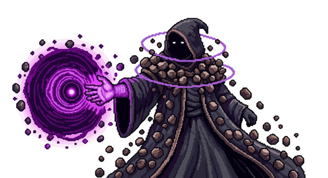 Mysterious hooded figure casting dark magic spell.