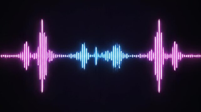 Neon audio wave pattern symbolizing conceptual art and dynamic energy