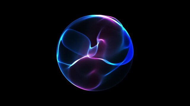 glowing energy orb smooth corporate style motion, abstract digital sphere business technology visuals, diffused wave transparent background. Glowing shockwave particles. sphere dots lines. Wireframe