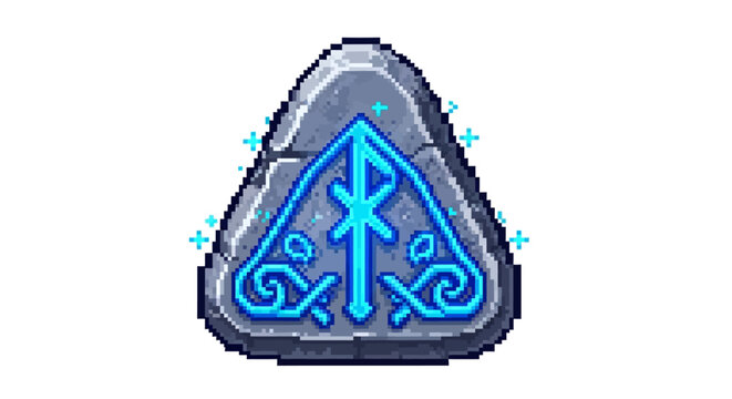 Mystical Rune Stone with Glowing Blue Symbols.