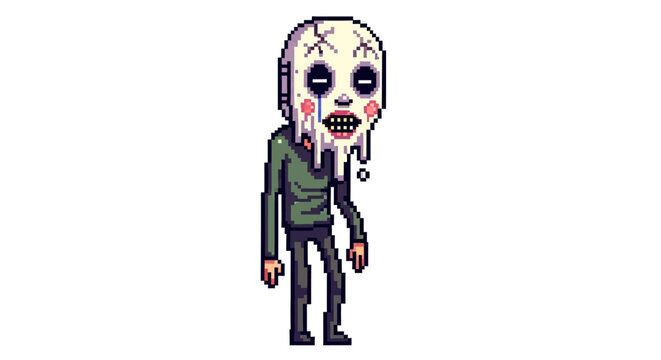 Pixel Art Creepy Monster Character Design.
