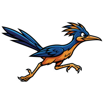 Running Roadrunner - Animal Cartoon Illustration Isolated on Transparent Background