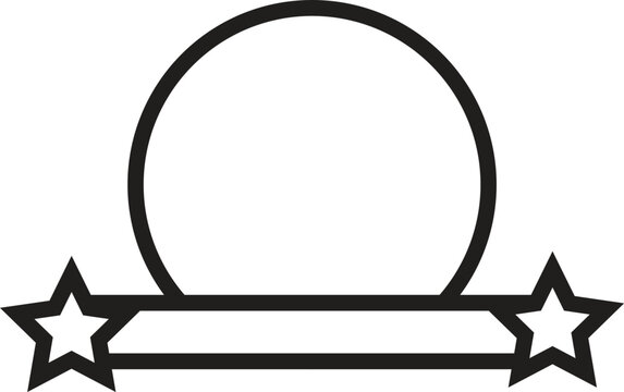 Elegant abstract round badge design with two stars and a banner, a simple logo concept for various branding needs, ready for customization and general use